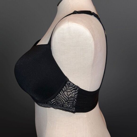 Full Figure Paramour Carolina Racerback Contour T Shirt Black Lace Bra 38DDD - Picture 4 of 5
